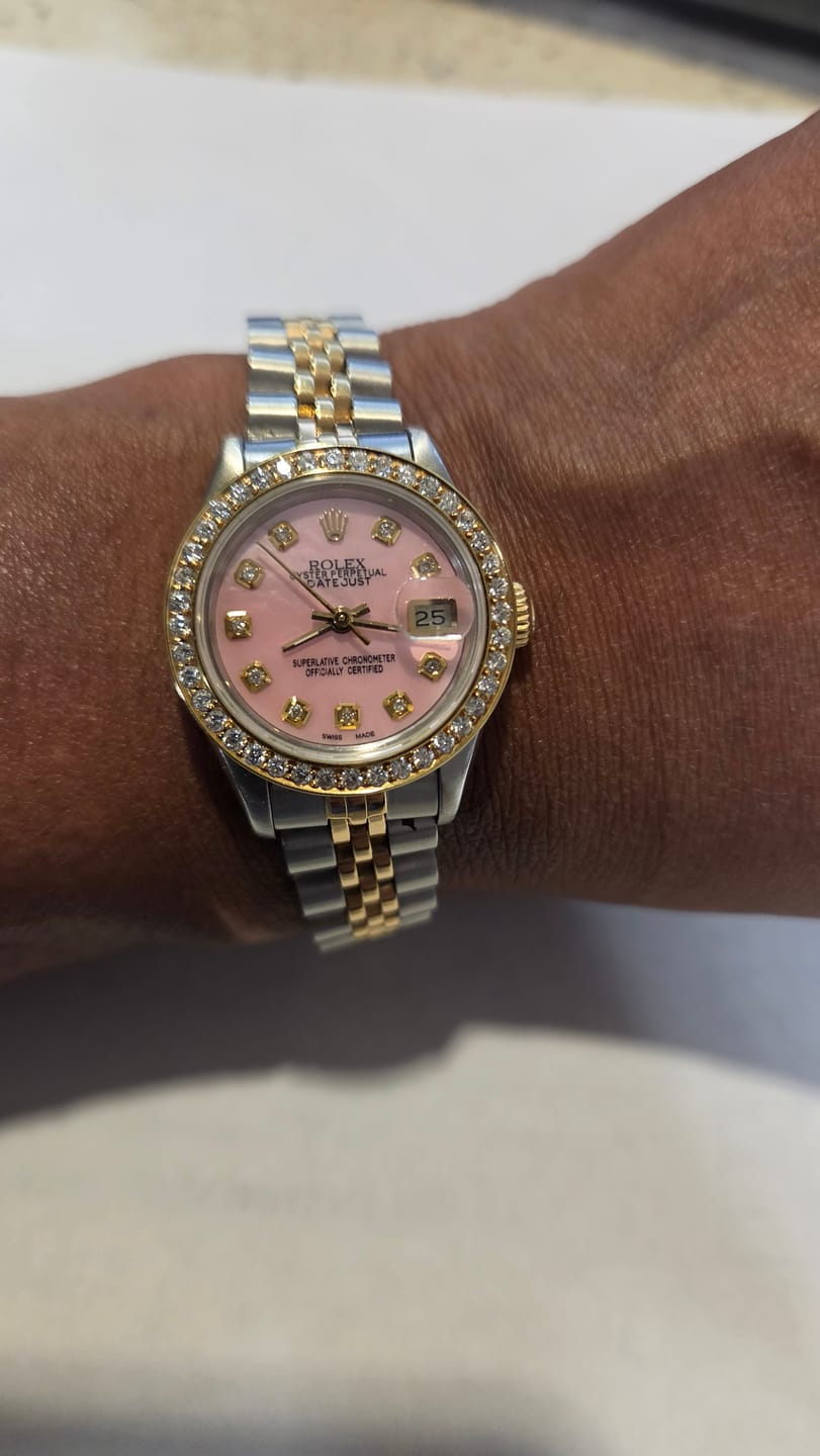 Customer photo review of Rolex Datejust 26MM 6917 Pink Mother of Pearl Diamond Dial Diamond Bezel Two Tone Yellow Gold Jubilee Bracelet 1.1ct