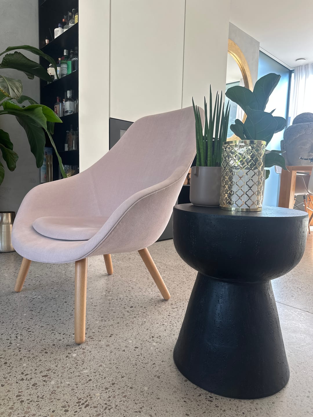 Customer photo review of SORSELE - Table d'appoint bout de canapé intérieur extérieur en magnesite noir
