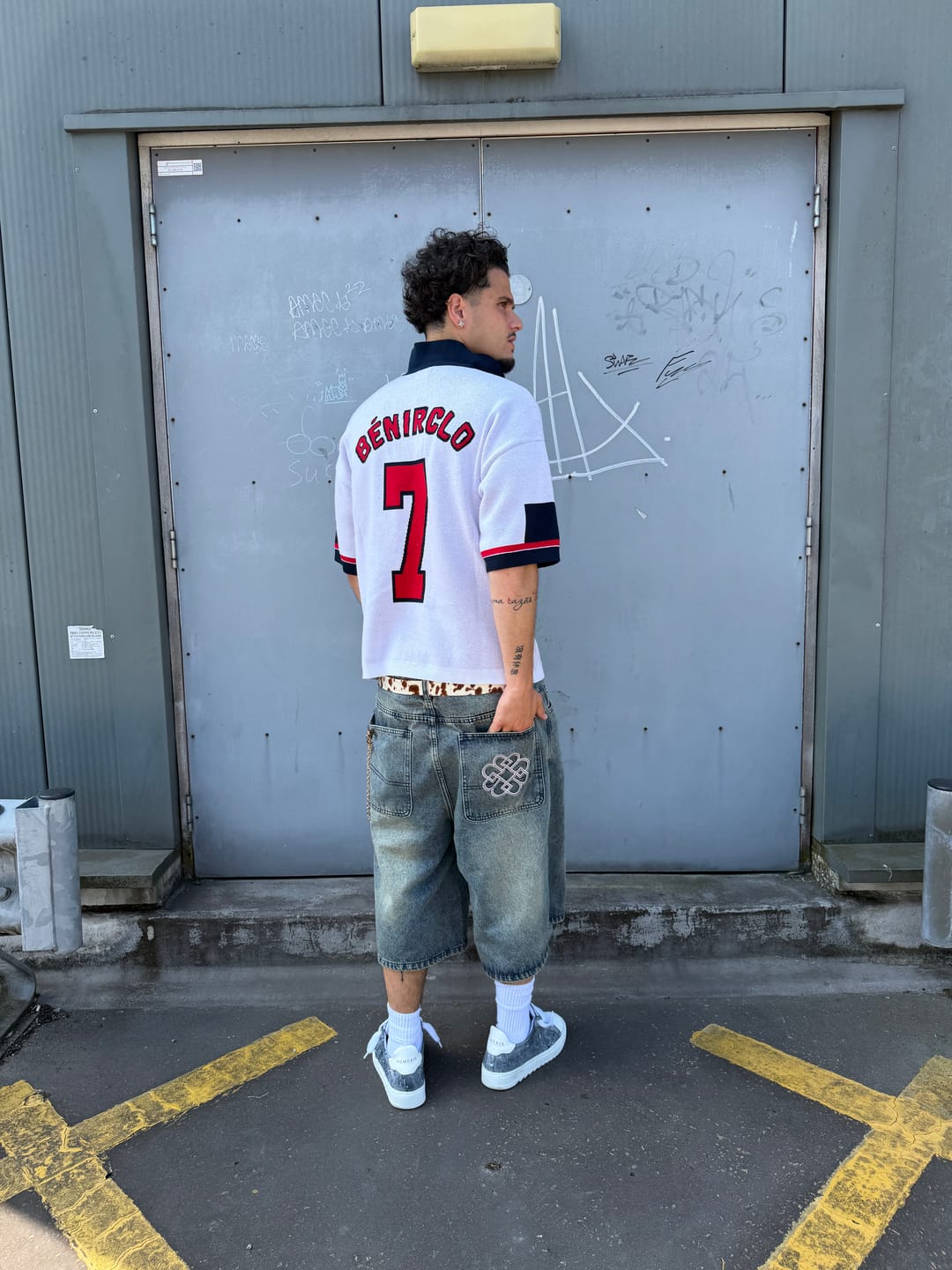 Customer photo review of Oversized Denim Jorts - Rust Blue