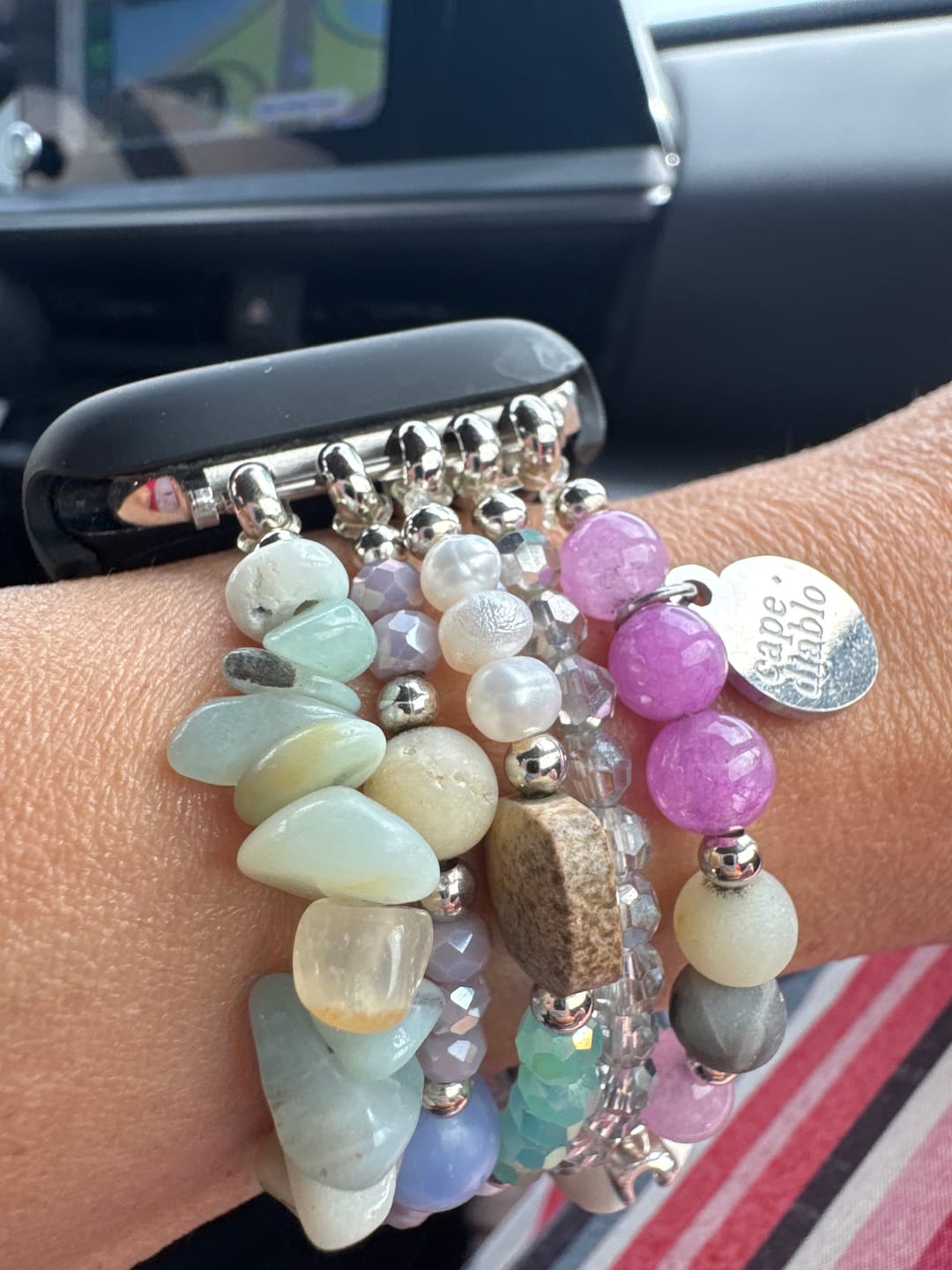 Customer photo review of Seaside Dreams Stretch Apple Watch Strap