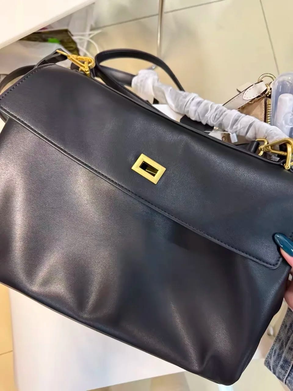 Customer photo review of Camille Suede Tote