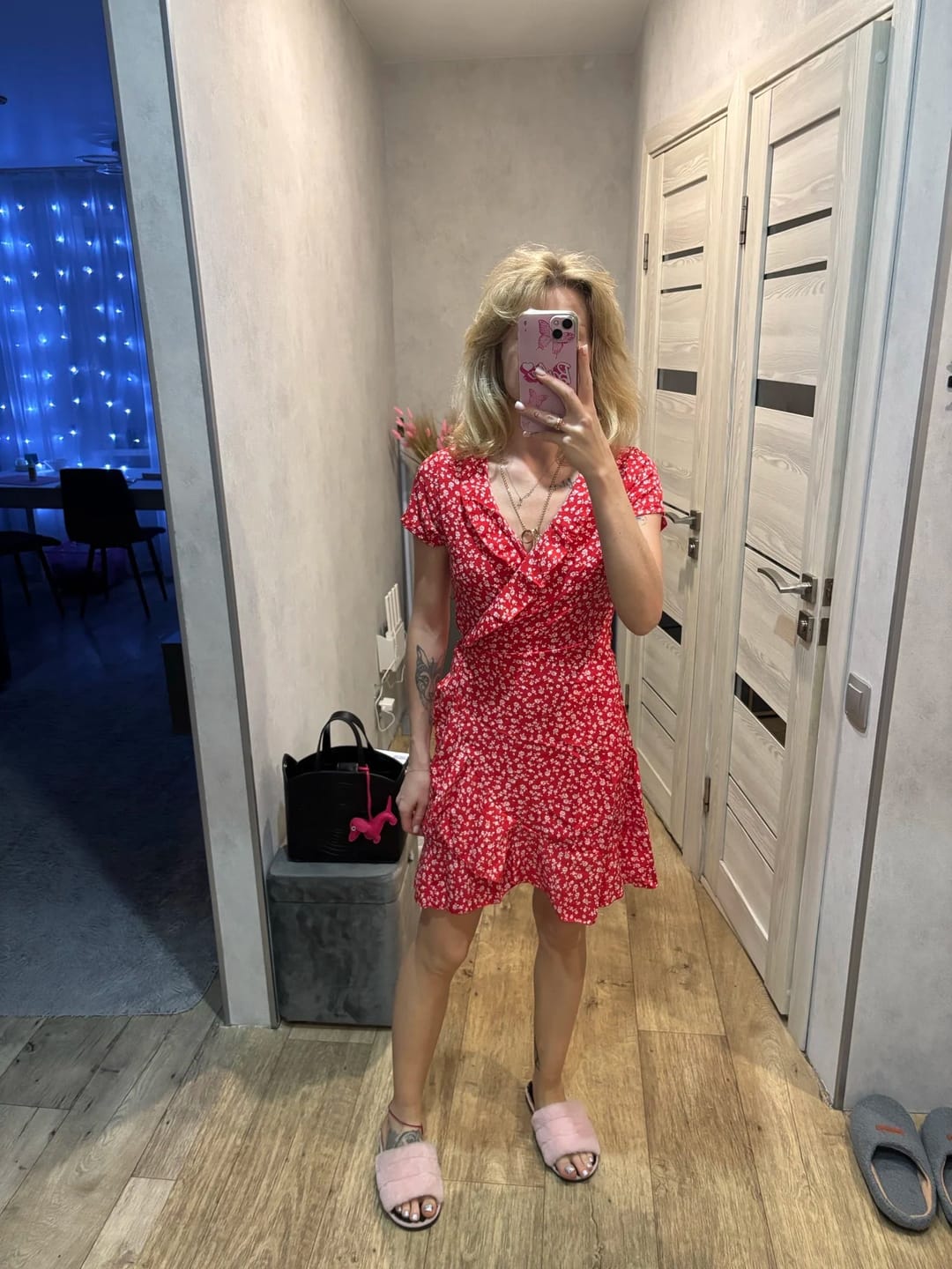 Customer photo review of Celeste Floral V-Neck A-Line Mini Dress