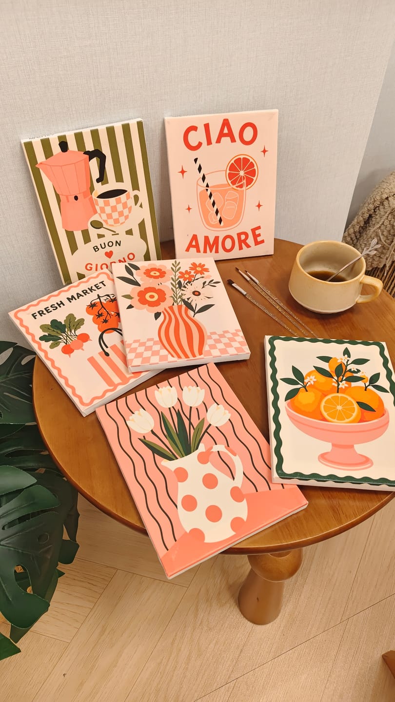 Customer photo review of 6 Mini Paintings - Pink Market Set