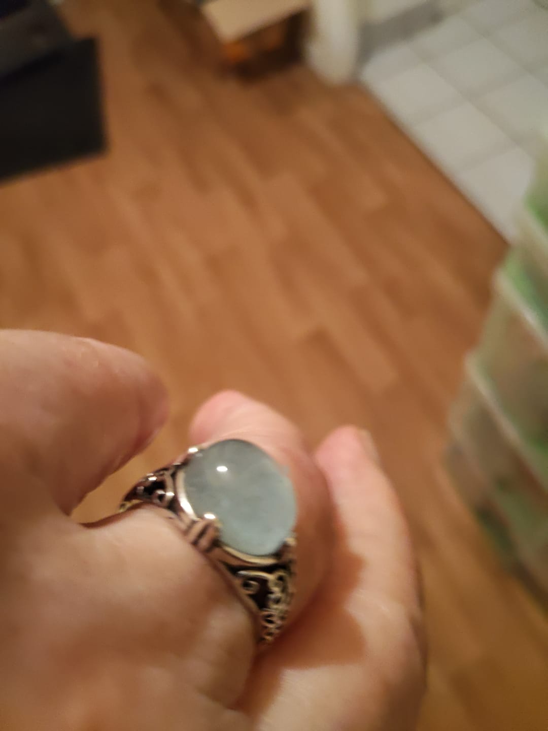Customer photo review of Bague Ajustable "Voix de l’Âme" en Aigue-Marine