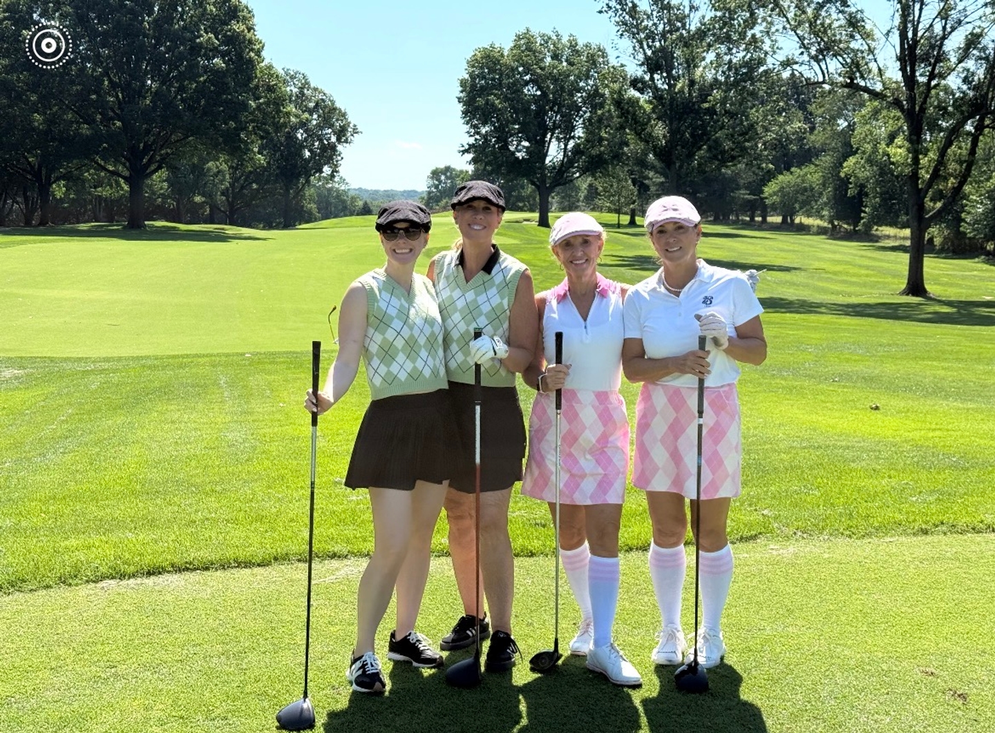 Women's pink Argyle Golf Skirts Inner Shorts Pocket golf outfit inspiration from Golf Gentry