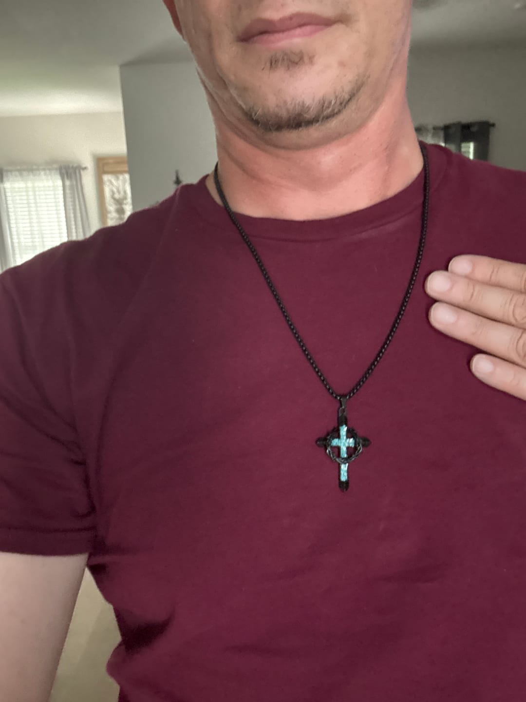 Customer photo review of FREE Today: Thorn-Wrapped Inlaid Cross Pendant Necklace: A Symbol of Christ’s Sacrificial Love