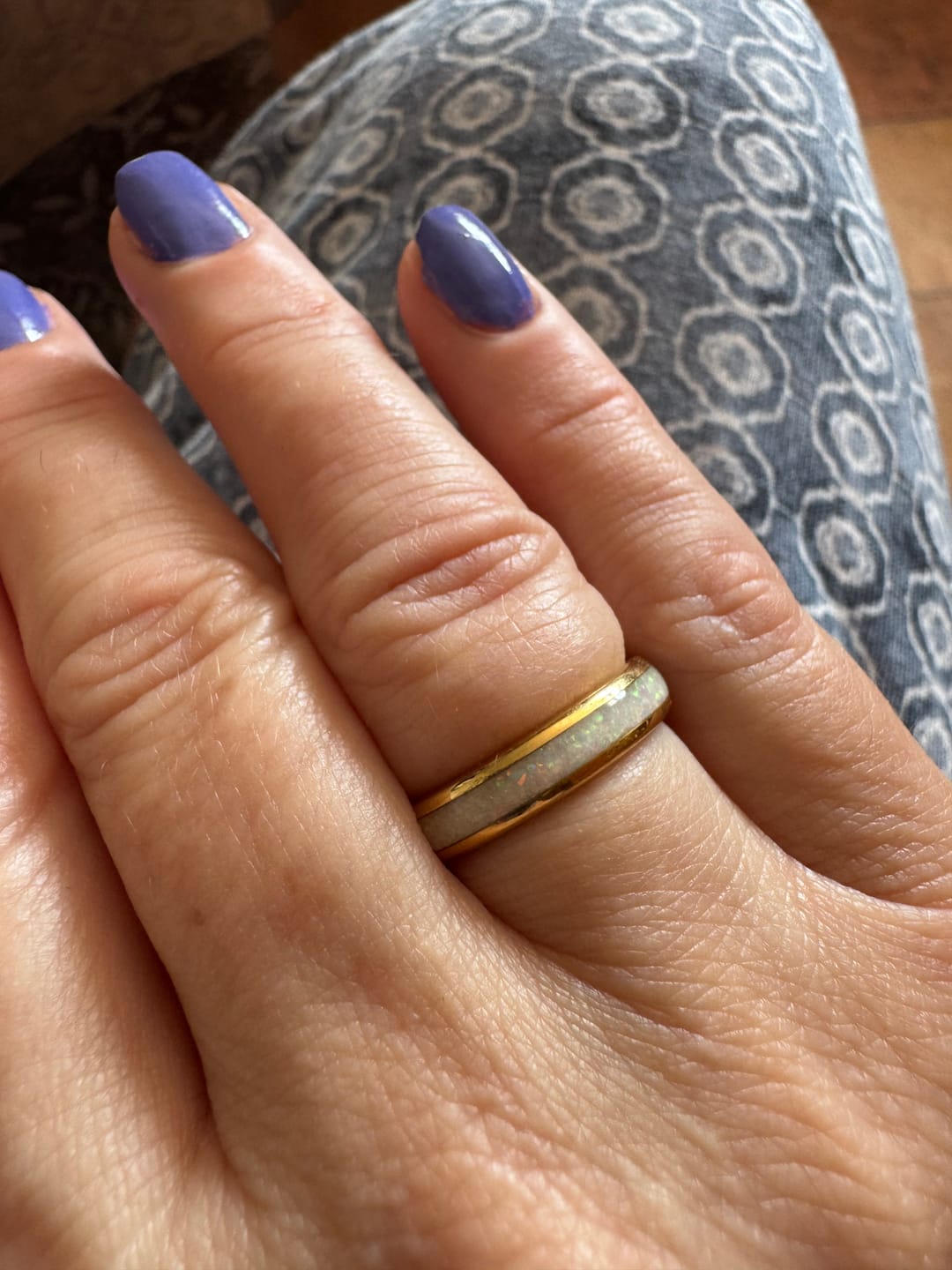 Customer photo review of The Golden White Opal 4mm Wonder Ring