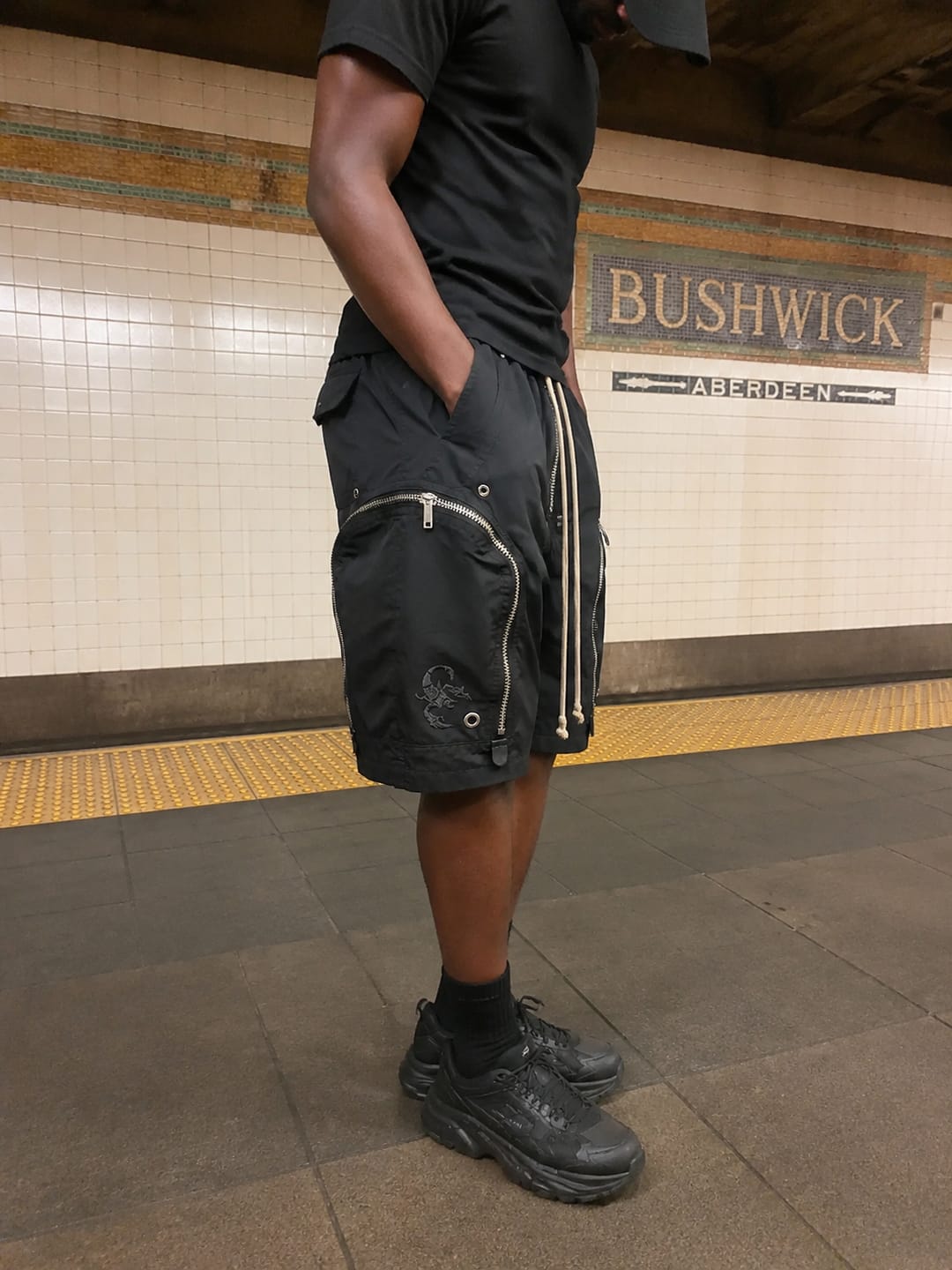 Customer photo review of Zip Functional Techwear Shorts