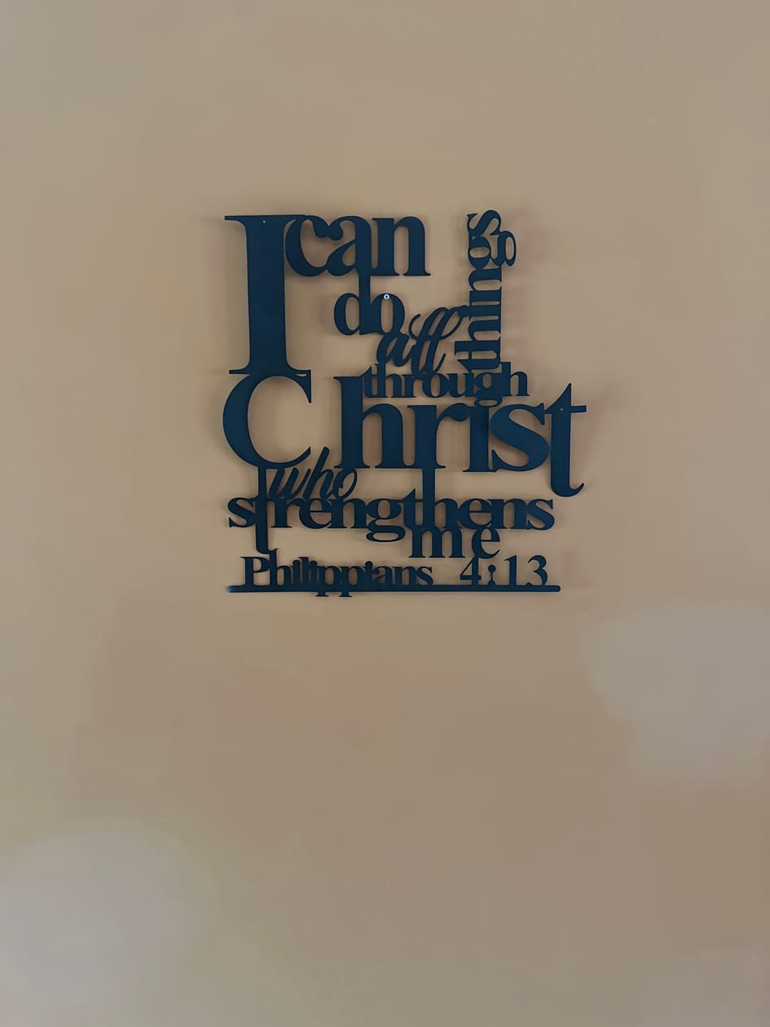 Customer photo review of Christianartworkshop Philippians 4:13 I Can Do All Things Metal Wall Decor: Christ’s Strength for Your Walls