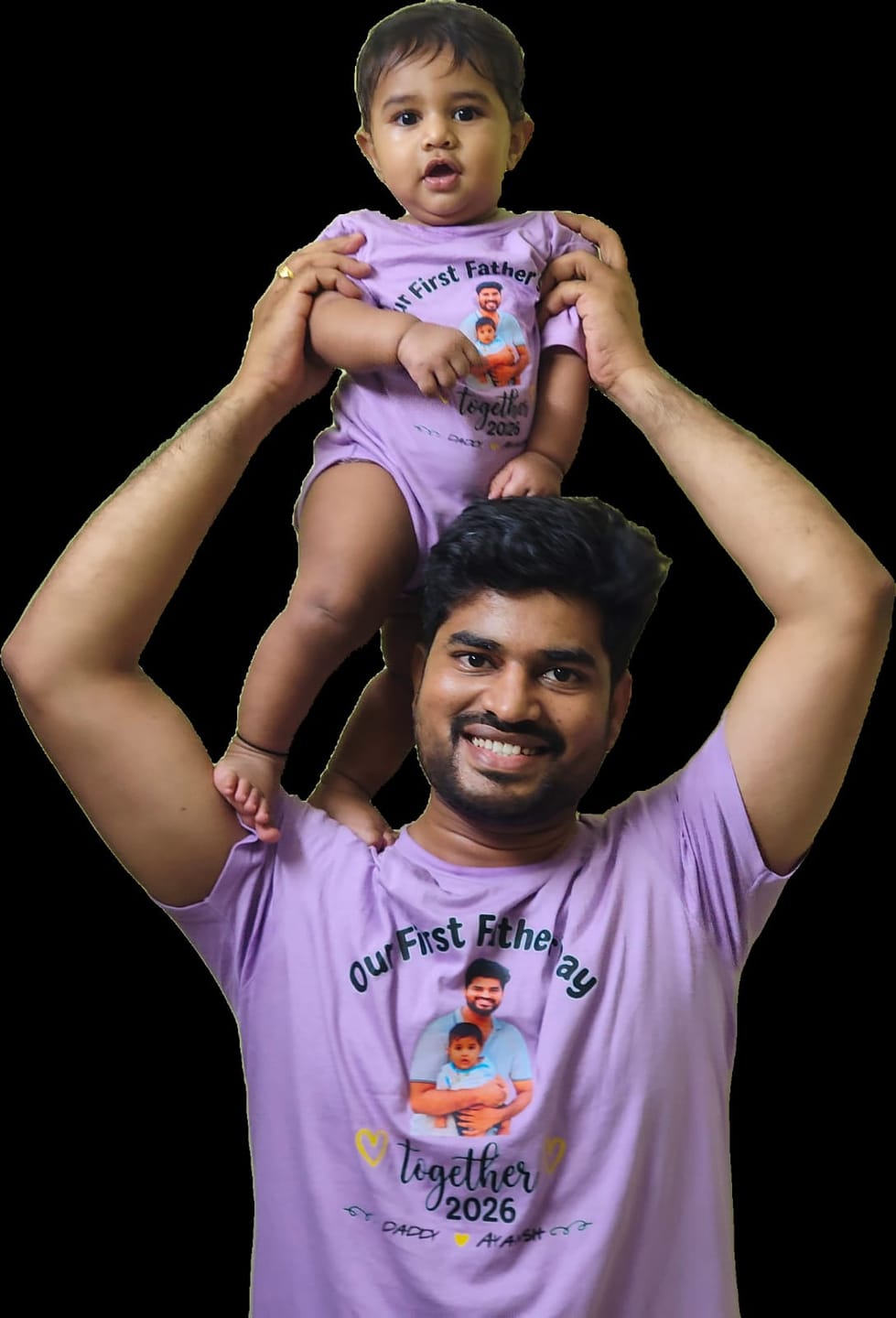 Customer photo review of First Father’s Day Twinning T-Shirts for Daddy & Little One