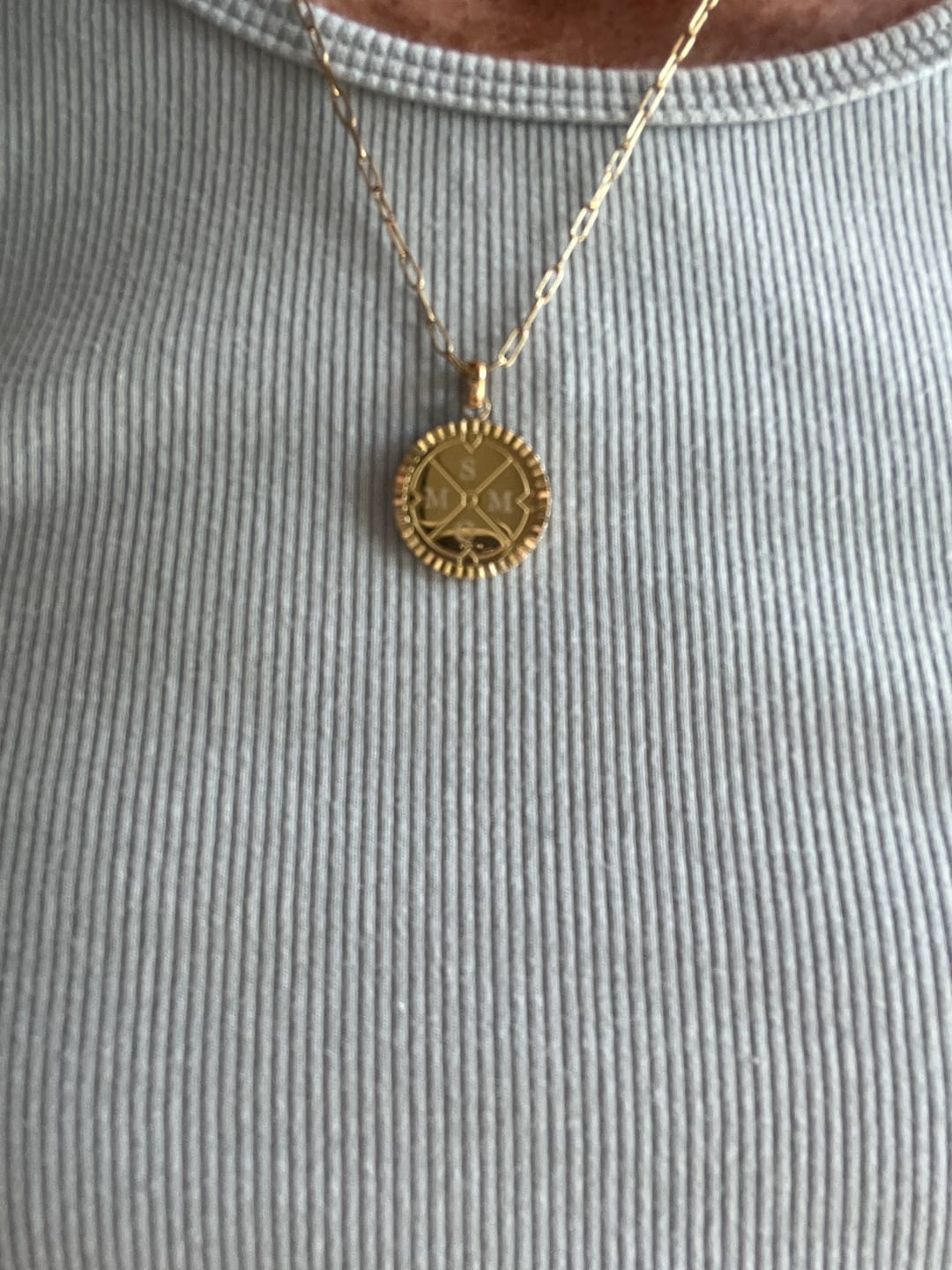 Customer photo review of Engravable Compass Necklace