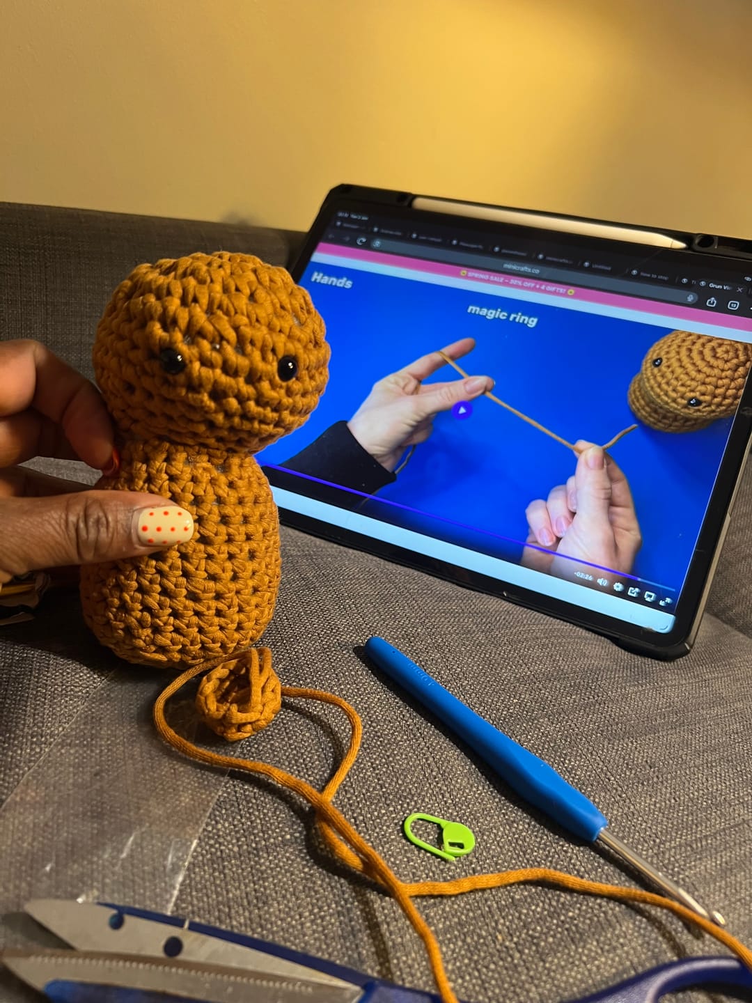 Customer photo review of Grun The Druid Bear Crochet Kit