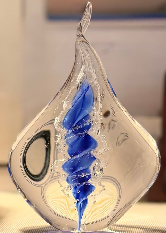 Customer photo review of Memorial Glass Flame with Cremation Ashes