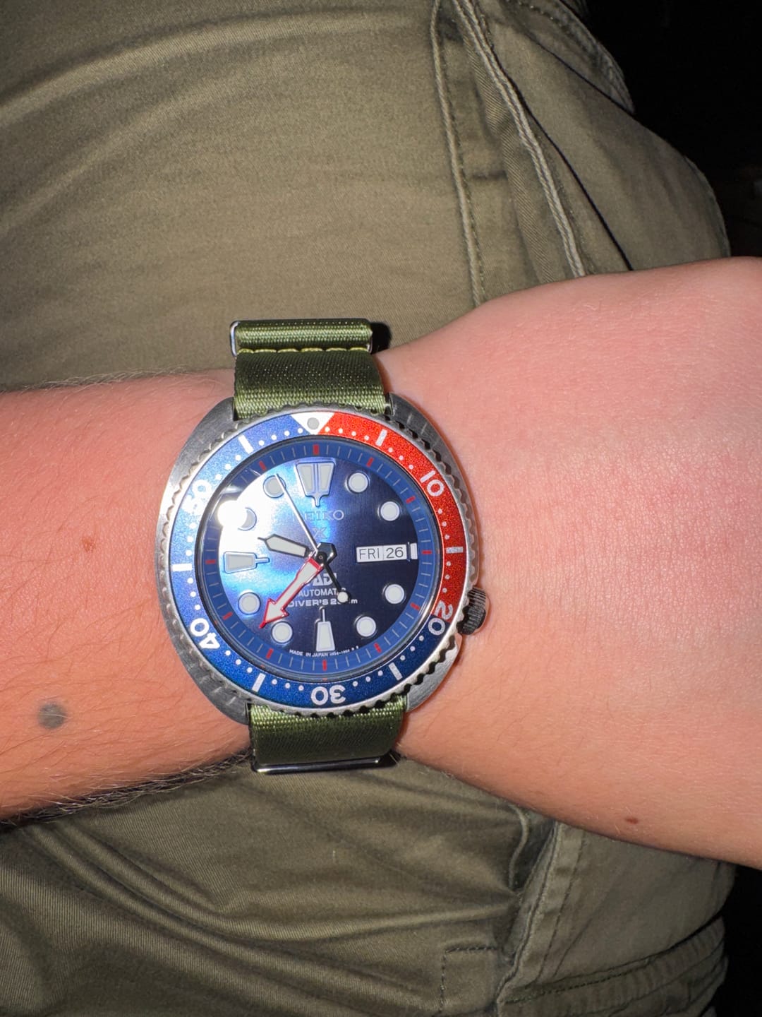Customer photo review of Olive Green Premium Nylon Watch Strap