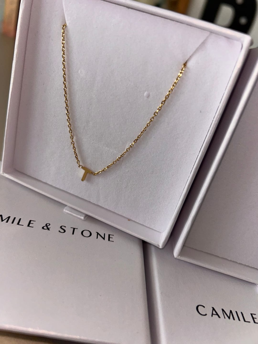 Customer photo review of The Original Initial Letter Necklace