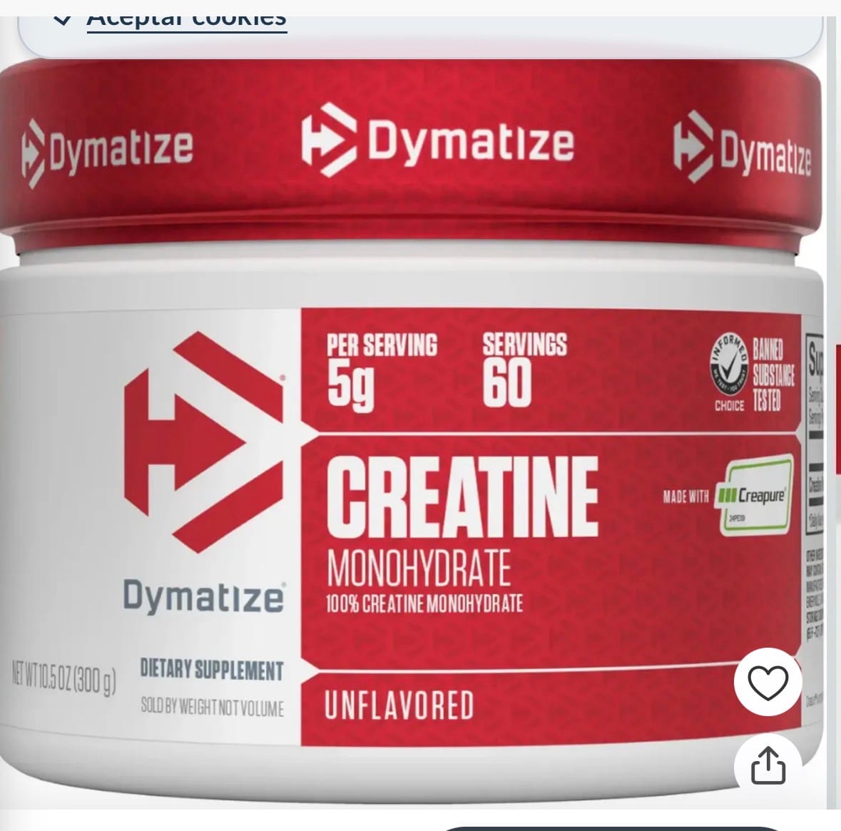 Customer photo review of Creatina Creapure Dymatize 300G