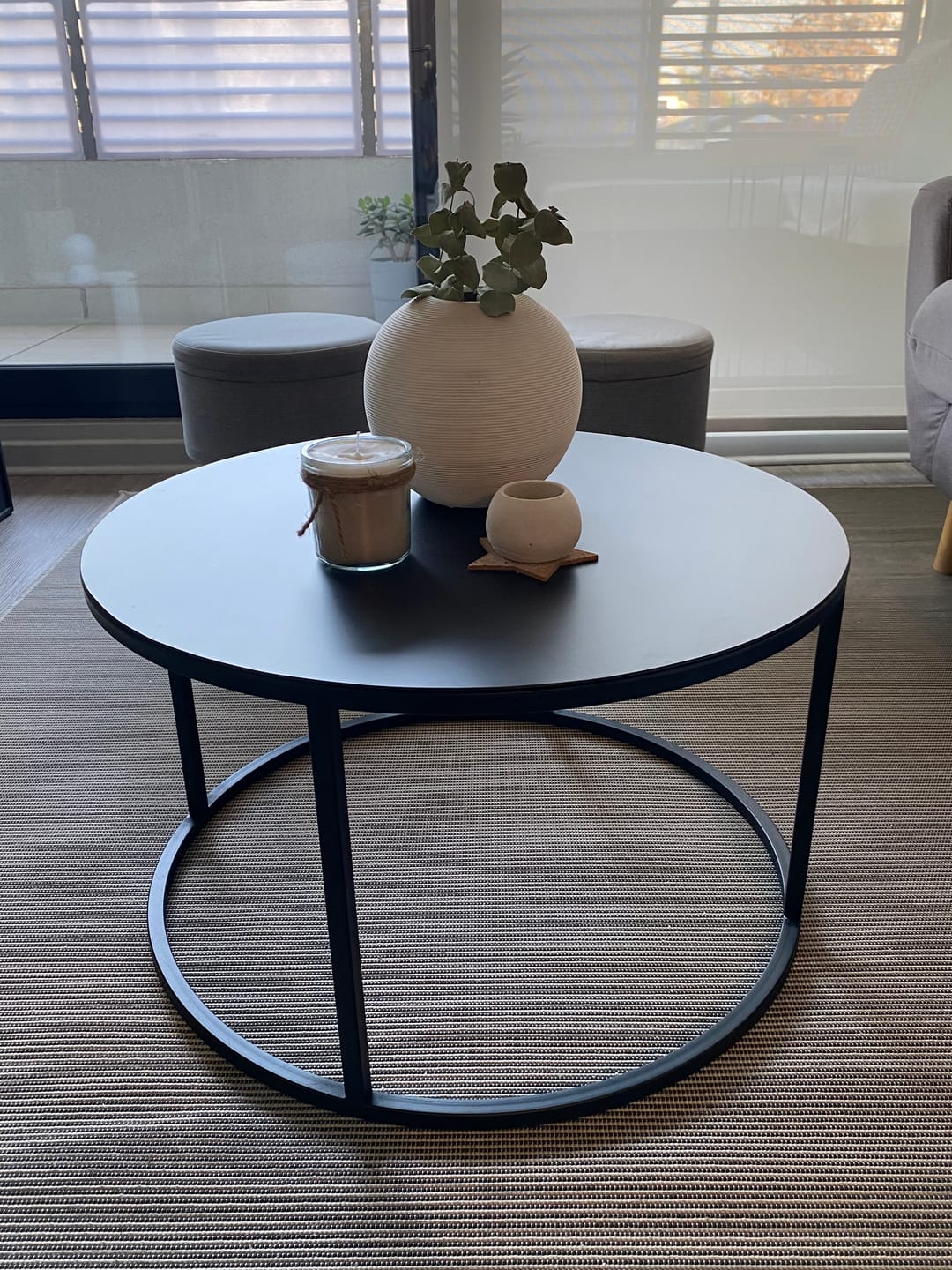 Customer photo review of Mesa de centro circular METAL — Kallfu.cl
