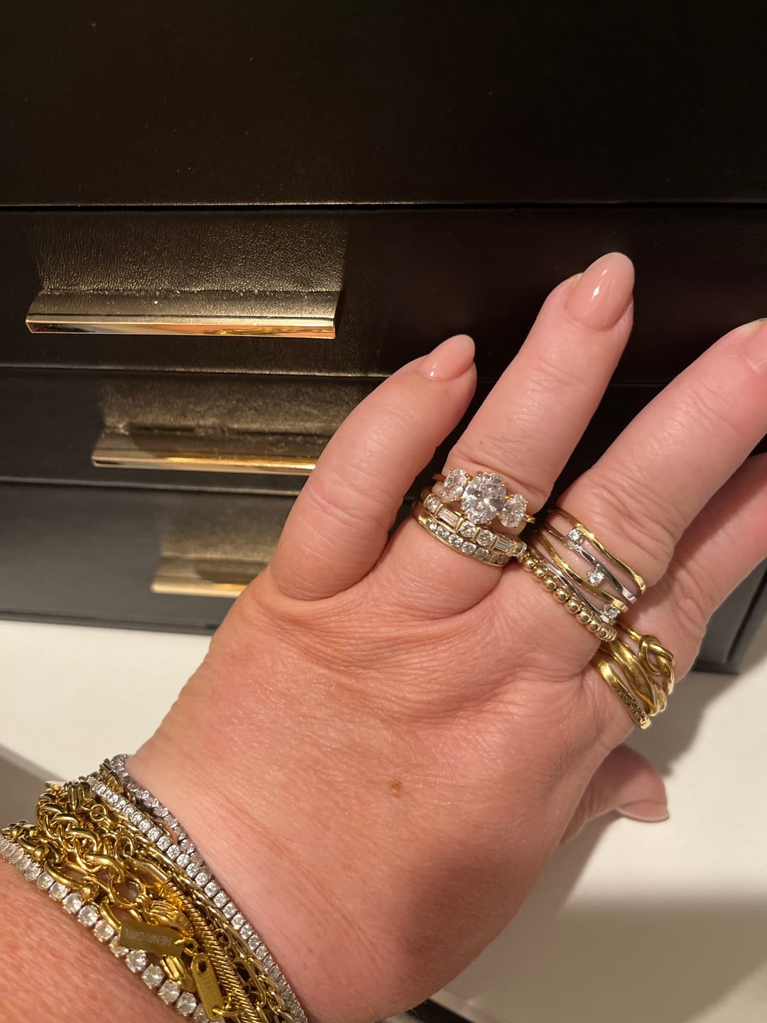 Customer photo review of Oval Triology Diamond-Inspired Ring