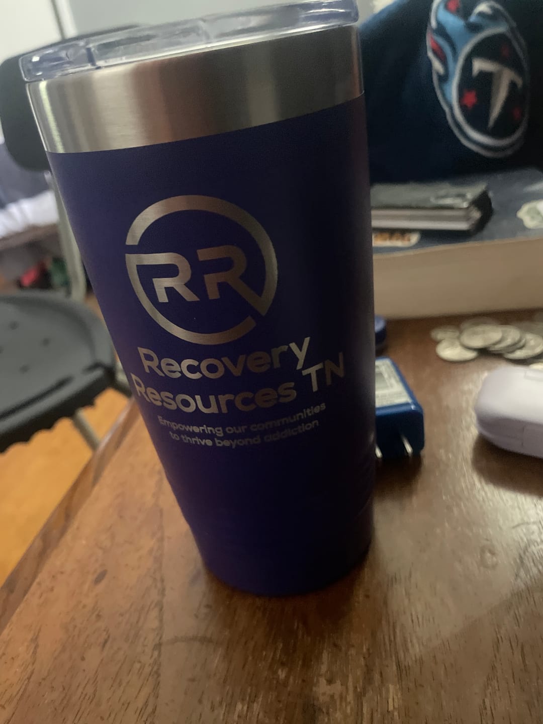Customer photo review of Free Sample - Custom 20 oz Tumbler with your Business Logo Engraved - Great to Test before Bulk Volume Order - Just Pay Shipping