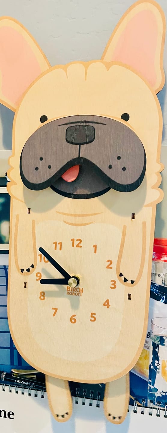 Customer photo review of Louie the French Bulldog Pendulum Clock