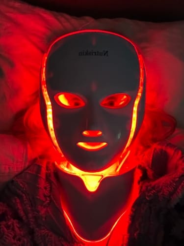 Customer photo review of Nutriskin LED Face Mask - Red Light Therapy for Wrinkles + FREE Neck Mask ($169 Value)