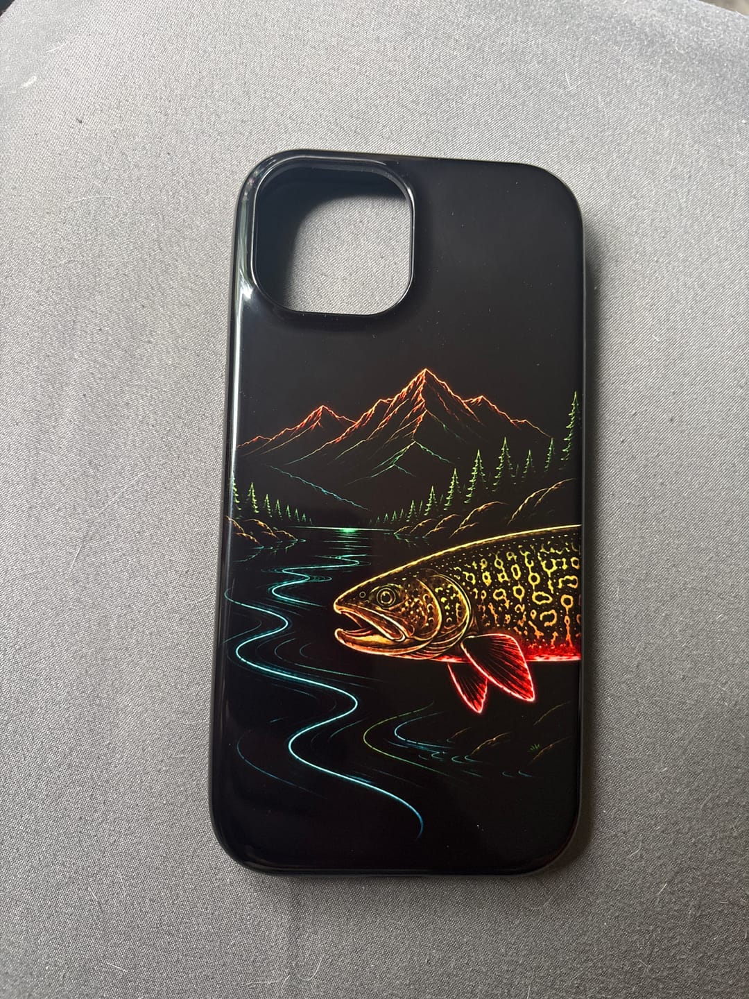 Customer photo review of Tiger Trout Neon Wilderness Tough Phone Case