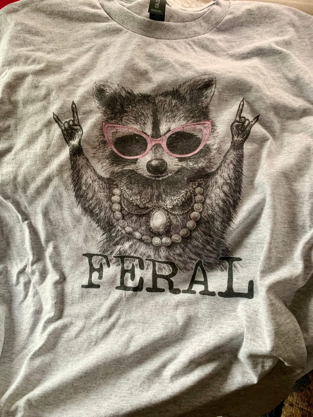 Customer photo review of Feral Racoon Graphic Tee