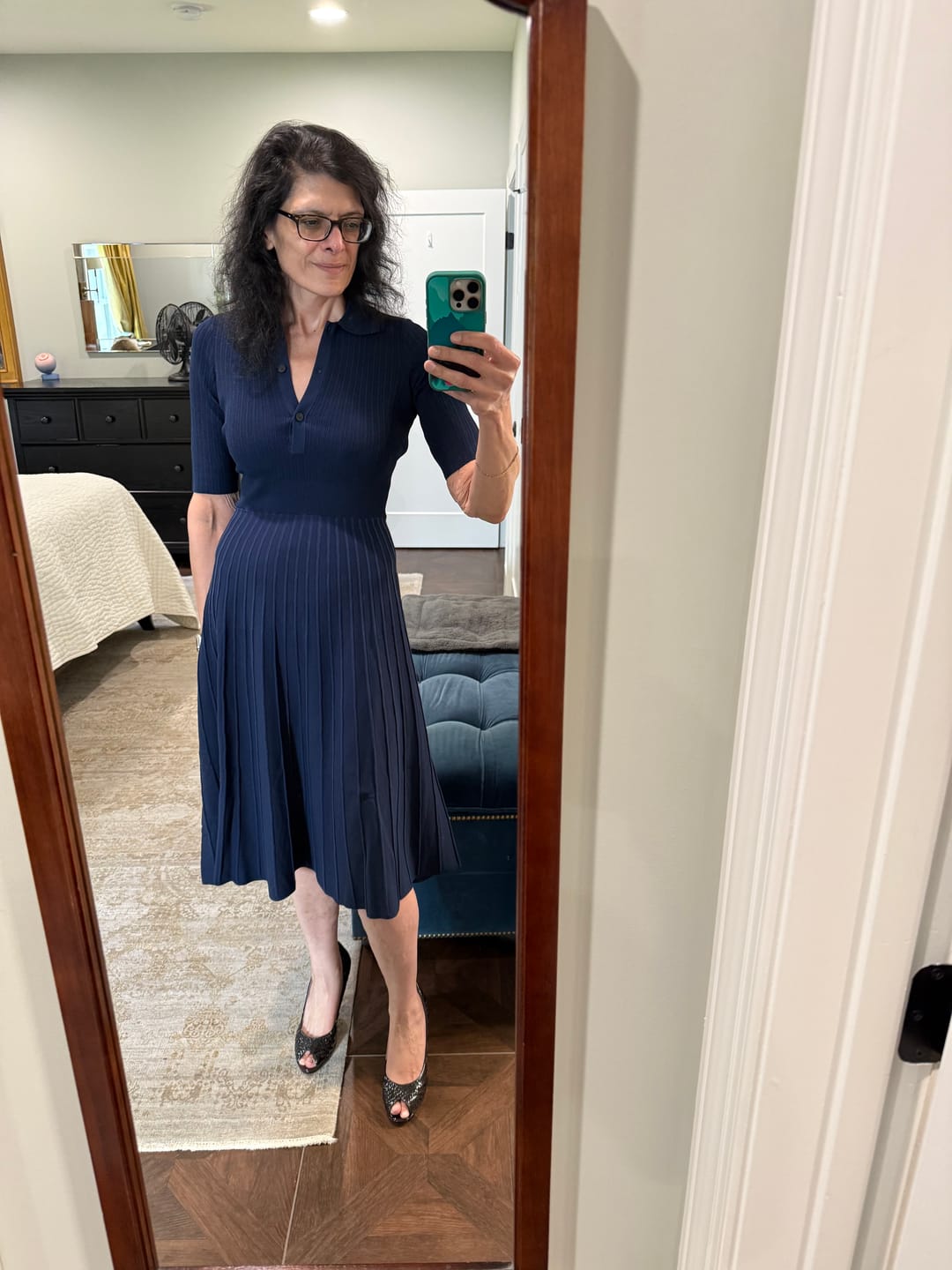Customer photo review of Lark Dress - Variegated Stripe :: Dark Navy