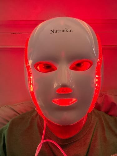 Customer photo review of Nutriskin LED Face Mask - Red Light Therapy for Wrinkles + FREE Neck Mask ($169 Value)