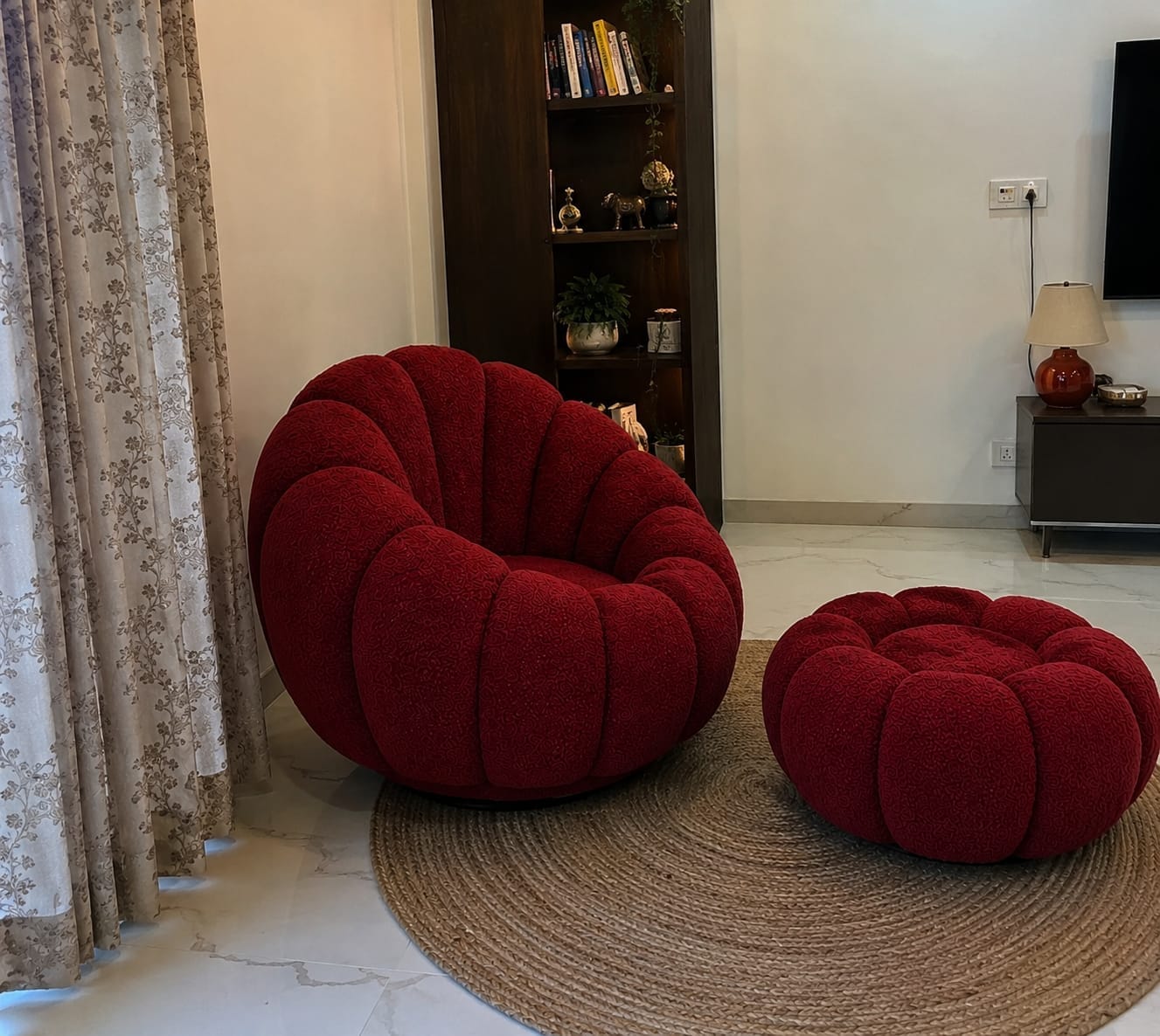 Customer photo review of Modern 360° Rotating Lounge Chair with Footstool | Premium Upholstered Accent Chair