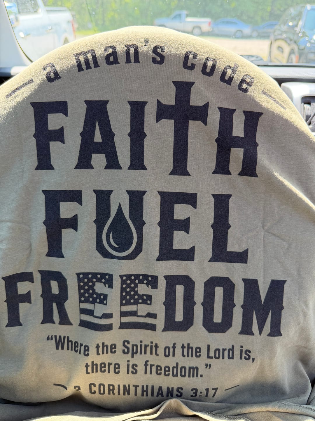 Customer photo review of Faith Fuels Freedom Tee