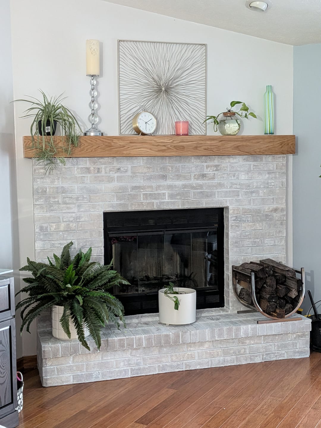 Customer photo review of White Oak Fireplace Mantel
