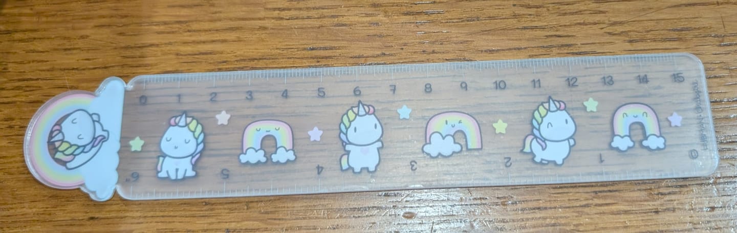 Customer photo review of Rainbow Unicorns Ruler