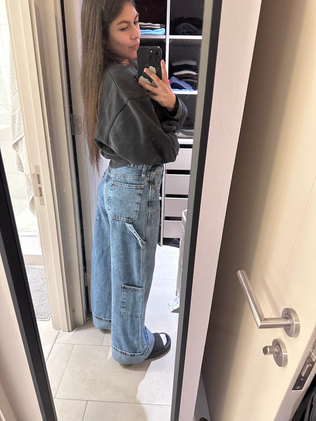 Customer photo review of JEANS WIDE LEG TIRO ALTO ROSARIO azul