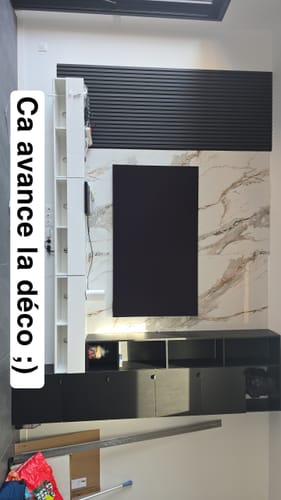 Customer photo review of Panneau Mural PVC Effet Marbre Blanc Marron - 260 x 120 CM