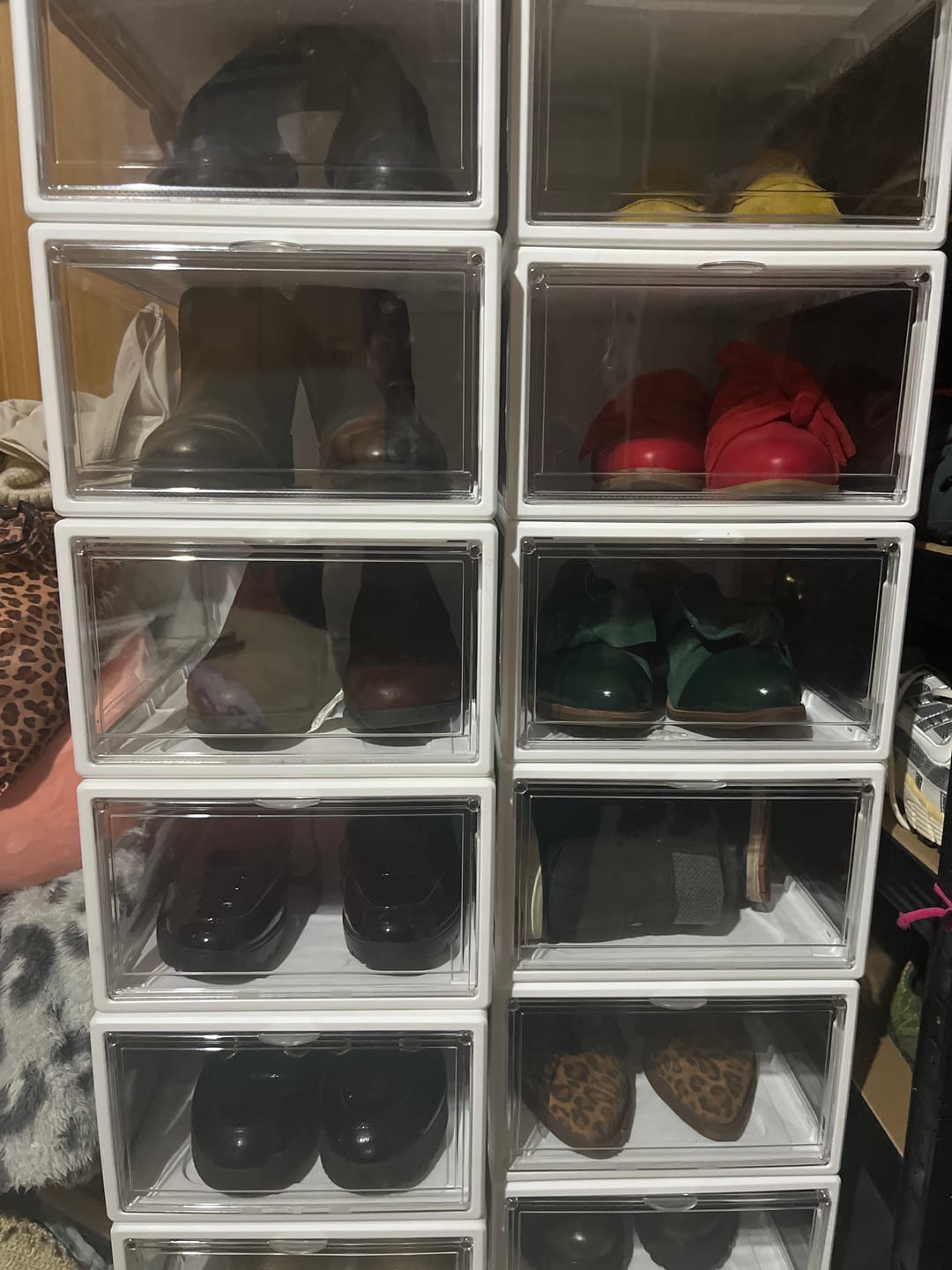 Customer photo review of Set 10 Cajas Organizadoras de Zapatos – Blanco Transparente | Apilables y de Fácil Armado