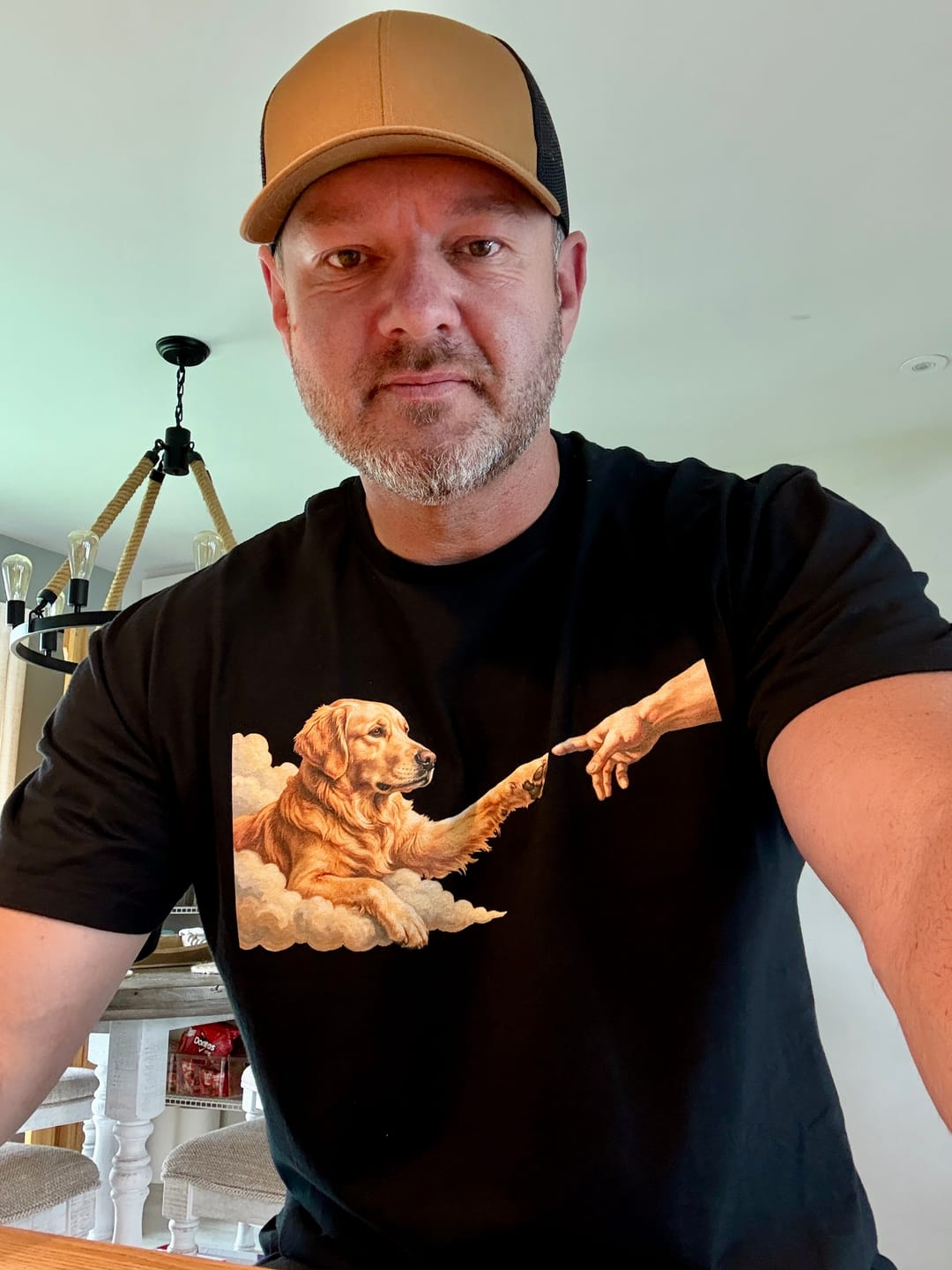 Customer photo review of Paw Golden Retriever T-shirt