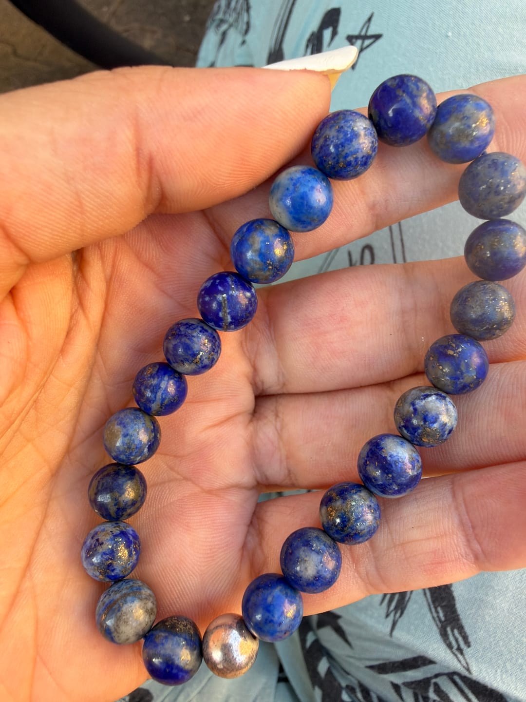 Customer photo review of Lapislazuli Edelstein Armband | Mit 925 Sterling Silberperle