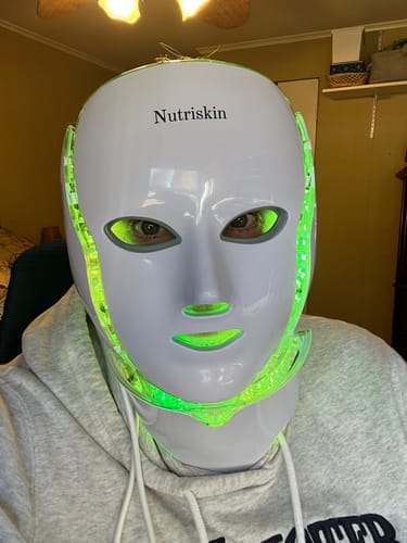 Customer photo review of Nutriskin LED Face Mask - Red Light Therapy for Wrinkles + FREE Neck Mask ($169 Value)