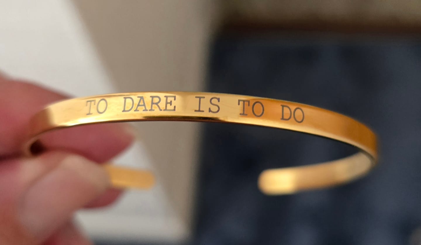 Customer photo review of Gold Personalised Cuff Bracelet