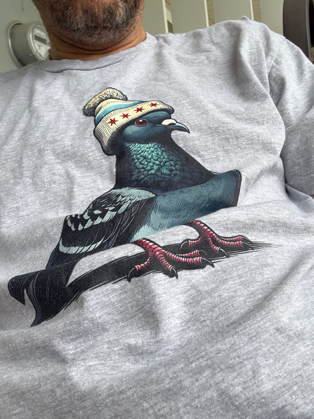 Customer photo review of Beanie Pigeon T-Shirt