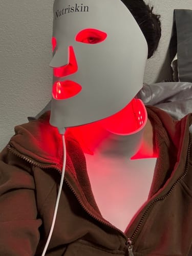 Customer photo review of Nutriskin Silicone LED Face Mask - Red Light Therapy for Wrinkles + FREE Neck & Décolleté Mask ($399 Value)