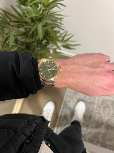 Customer photo review of Loyal Maritima Men's 41mm Stainless Steel & Yellow IP Quartz Watch