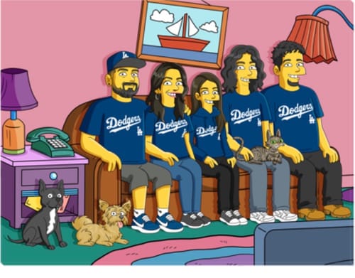 Customer's horizontal canvas showing a family portrait in a popular yellow cartoon style.