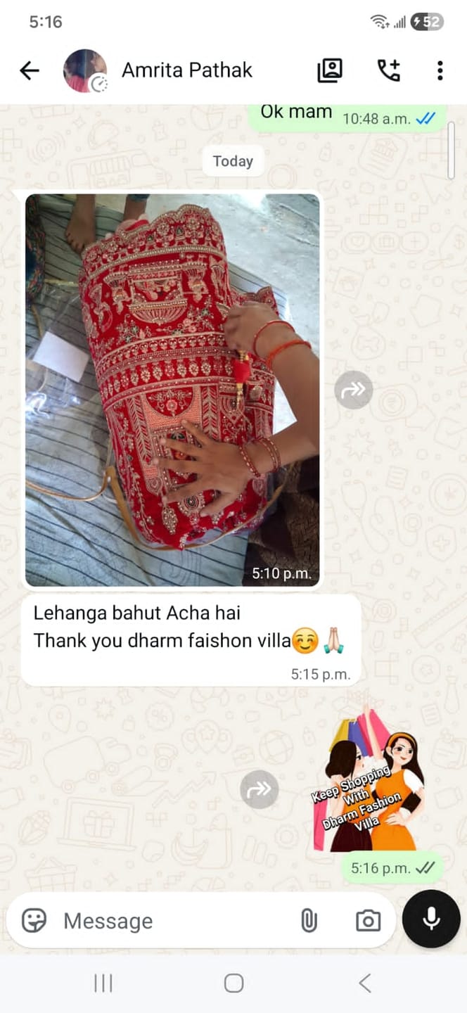 Customer photo review of Pink Trending Premium Silk With Zarkan Diamond & Embroidery Work Bridal Lehenga