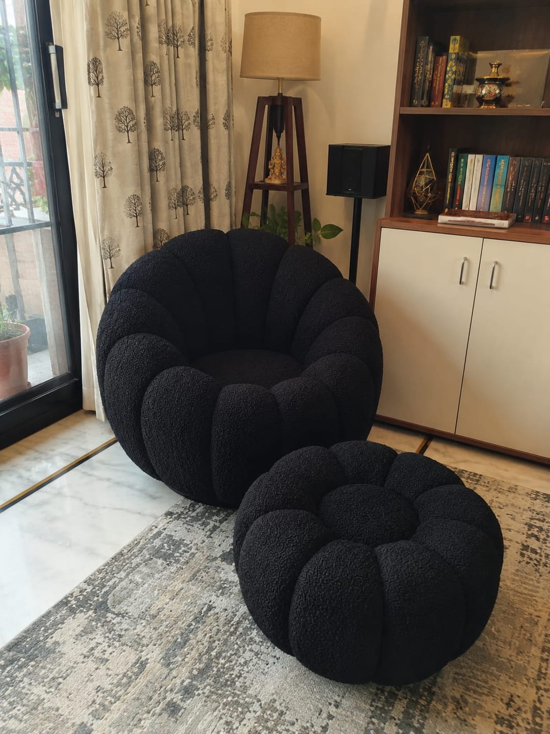 Customer photo review of Modern 360° Rotating Lounge Chair with Footstool | Premium Upholstered Accent Chair