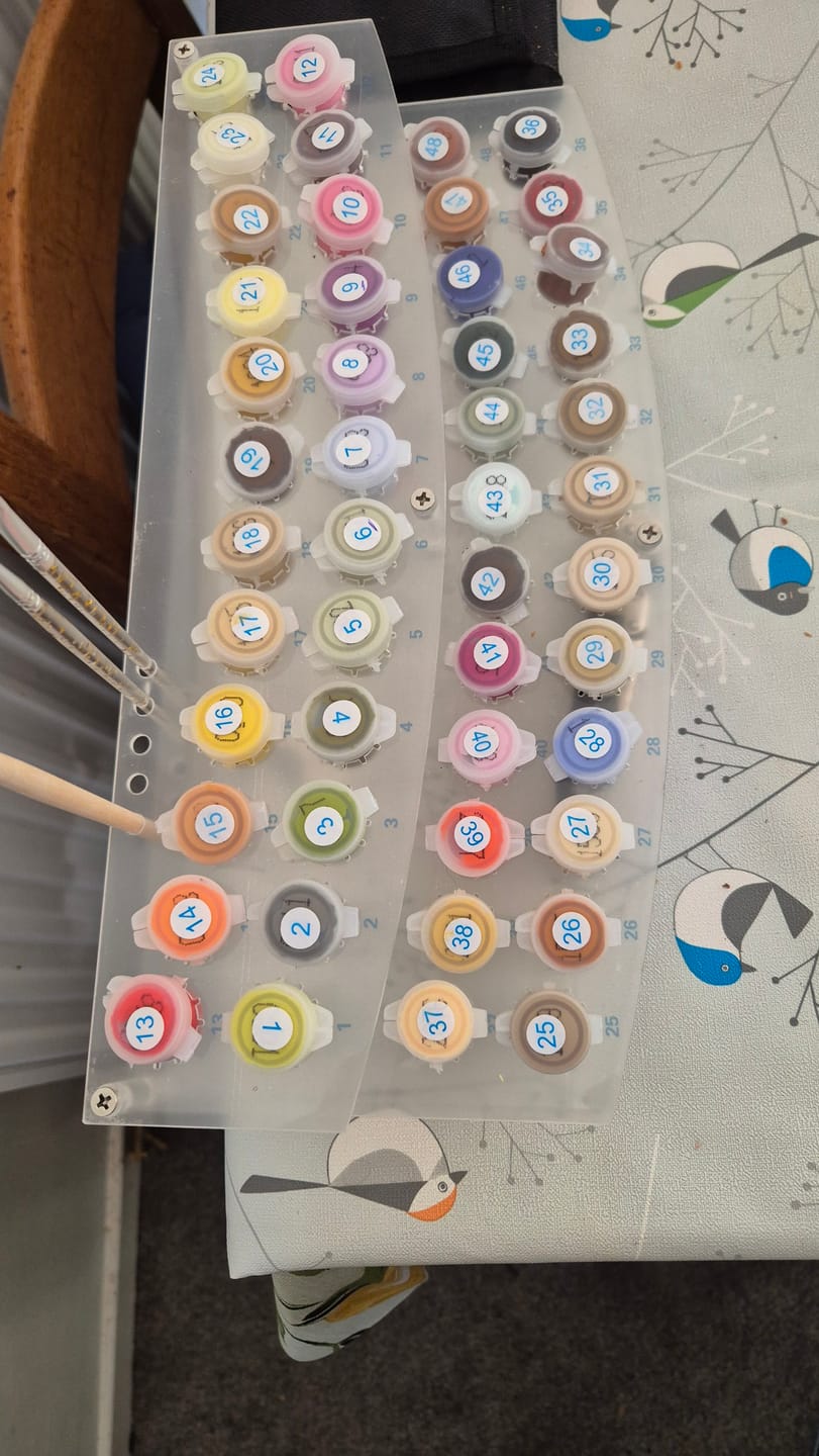 Customer photo review of Paint & Brush Holder for Paint by Numbers