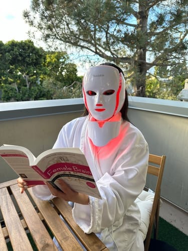 Customer photo review of Nutriskin LED Face Mask - Red Light Therapy for Wrinkles + FREE Neck Mask ($169 Value)