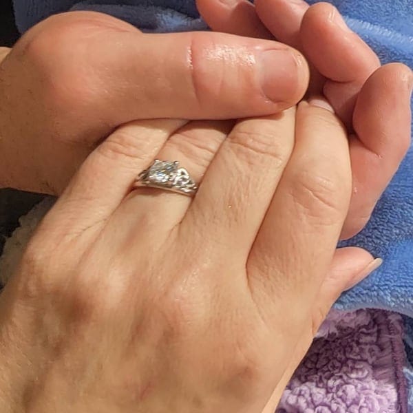 Customer photo review of Dainty Celtic Engagement Ring IGI Certified Round Lab Grown Diamond Wedding Ring