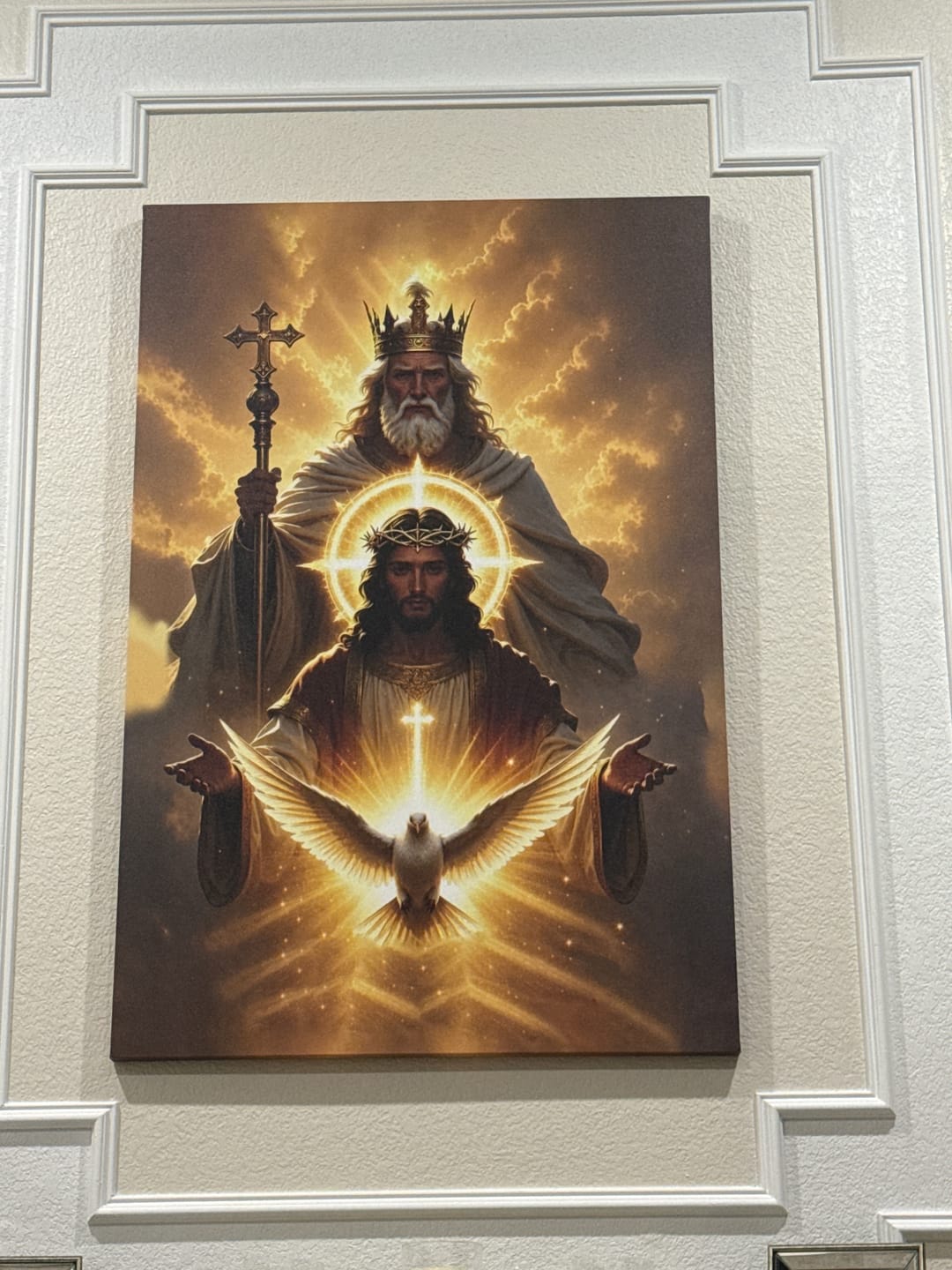 Customer photo review of Holy Trinity Canvas Print, Christian Wall Art, God the Father Son and Holy Spirit Decor, Faith Home Decor